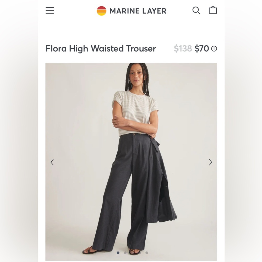 Marine Layer Black High-Waisted Trousers Wide-Leg
